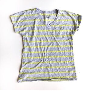 Sonoma Striped Pocket V neck T Shirt Gray XS